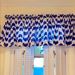 One pair window valances, OffWhte w/Navy 100% poly